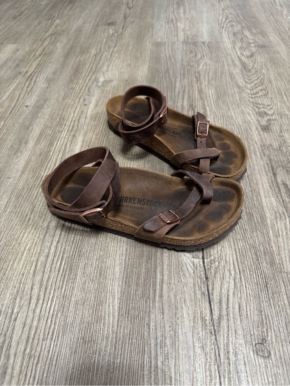 Birkenstock Yara Mocha Brown Ankle Strap Sandals Sz 38 US 7 Regular